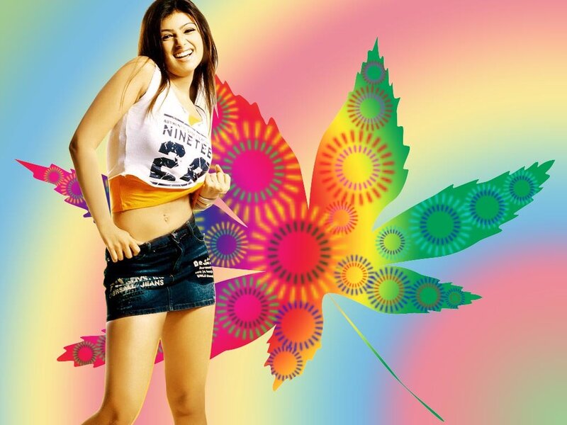 woman with colorful leaf background