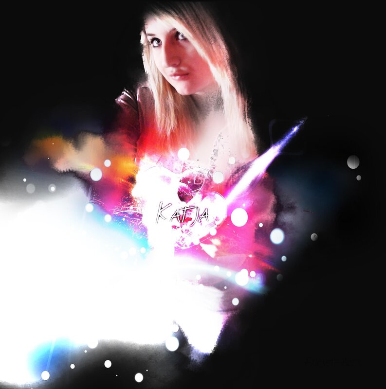 woman with colorful light effects