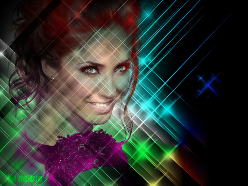 woman with colorful light effects