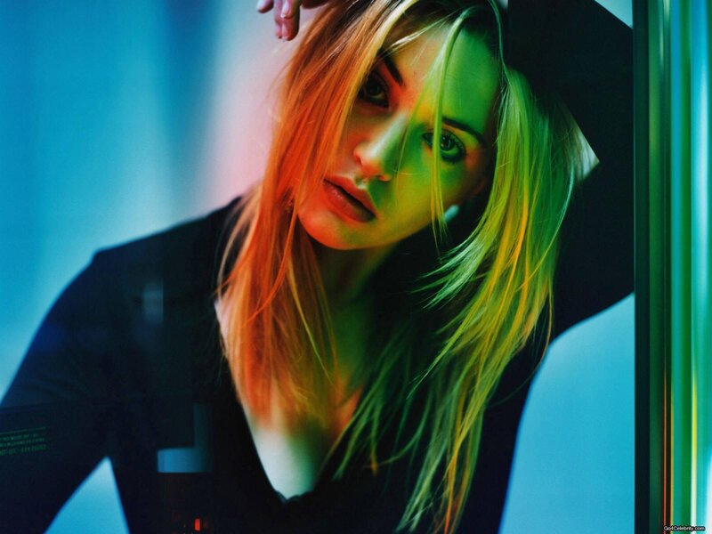 woman with colorful lighting