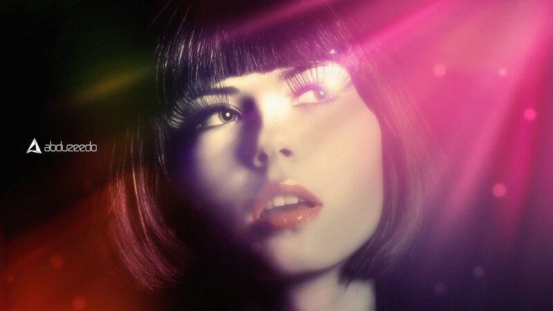 woman with colorful lighting