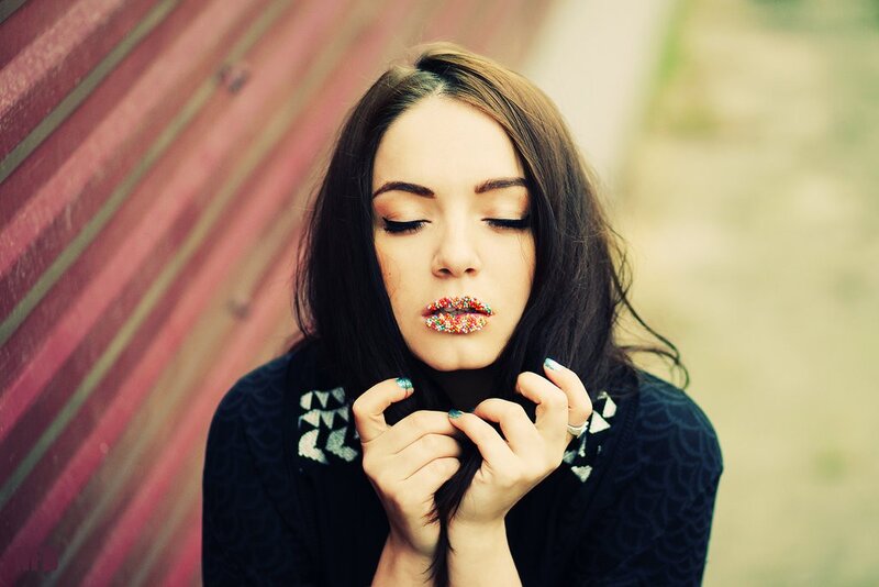woman with colorful lips