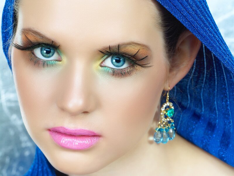 woman with colorful makeup