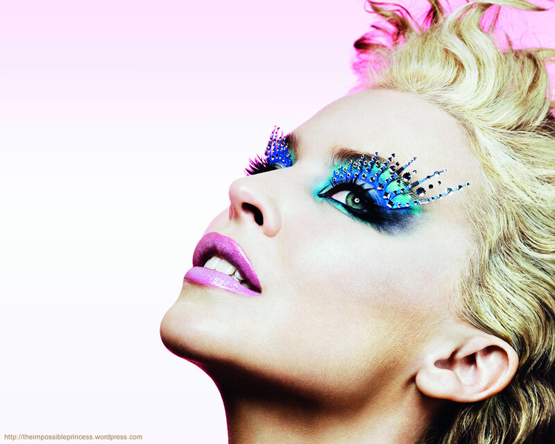 woman with colorful makeup