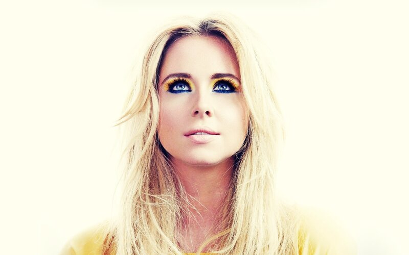 woman with colorful makeup