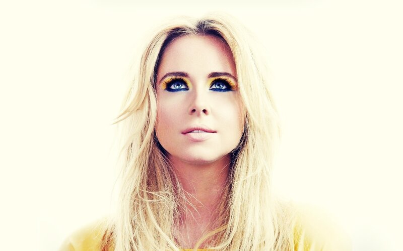 woman with colorful makeup