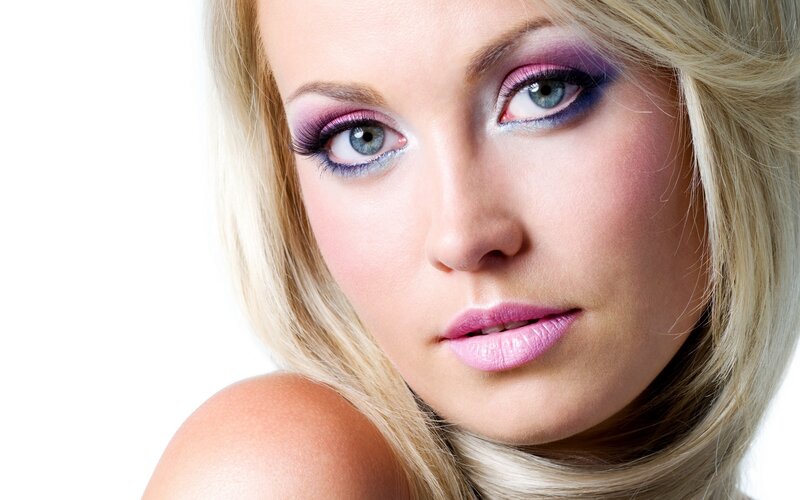 woman with colorful makeup