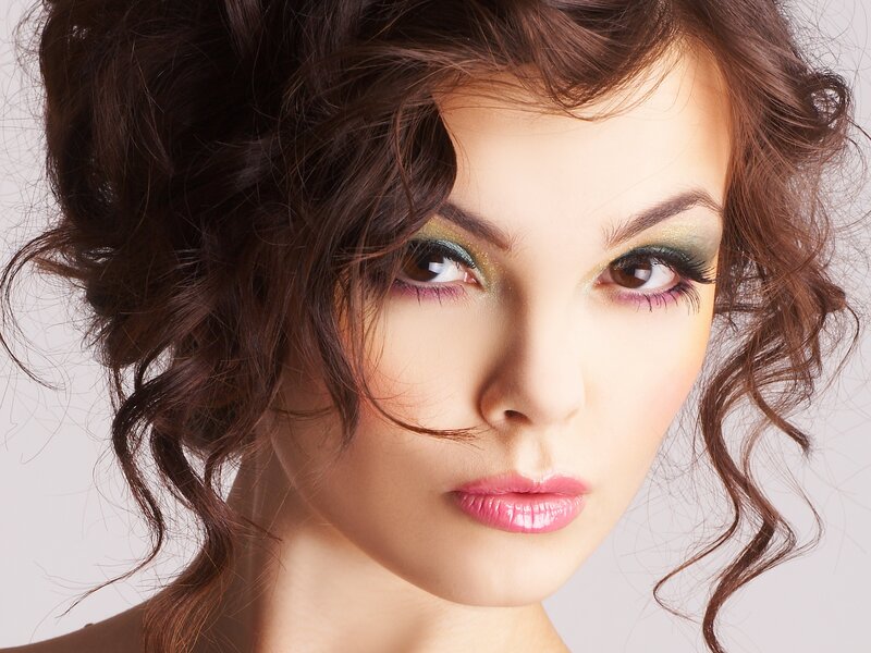 woman with colorful makeup
