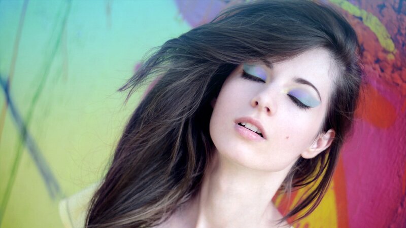 woman with colorful makeup
