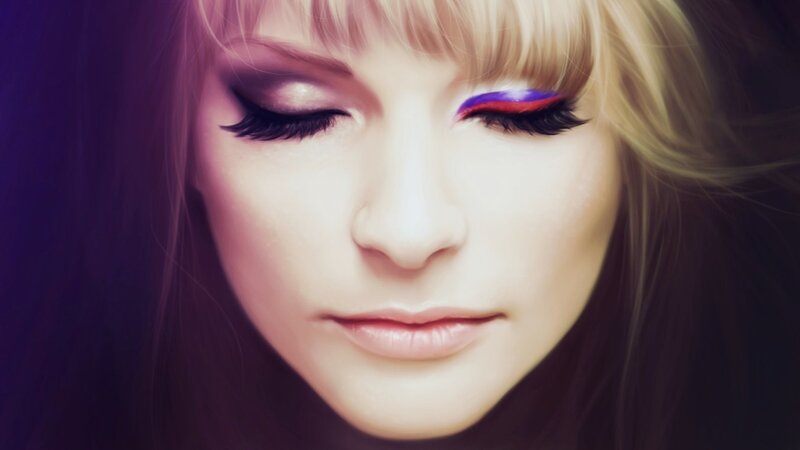 woman with colorful makeup
