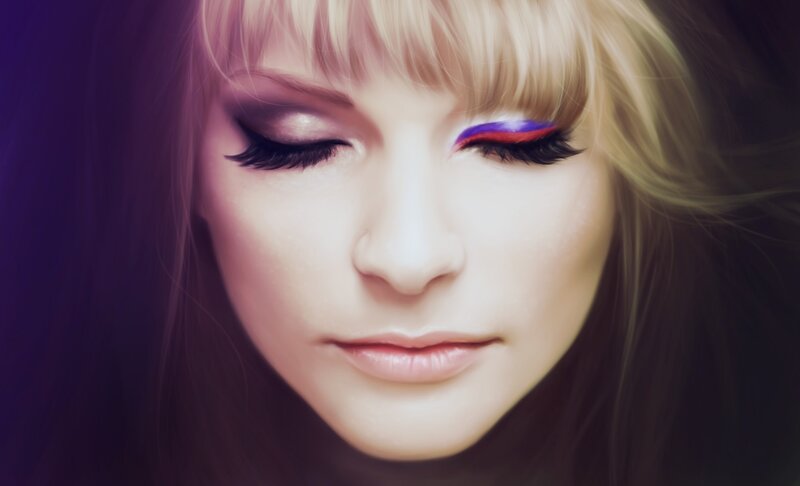 woman with colorful makeup