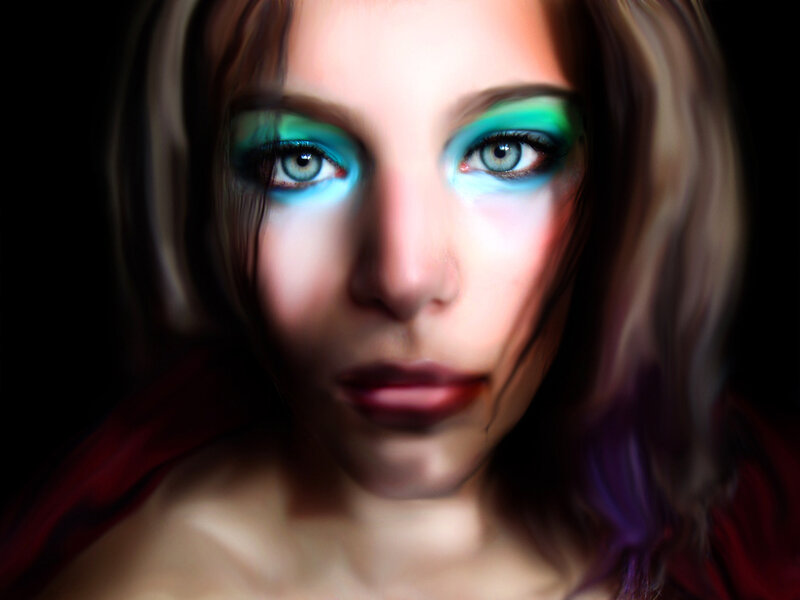 woman with colorful makeup