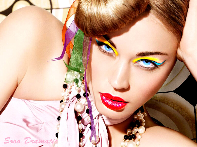 woman with colorful makeup