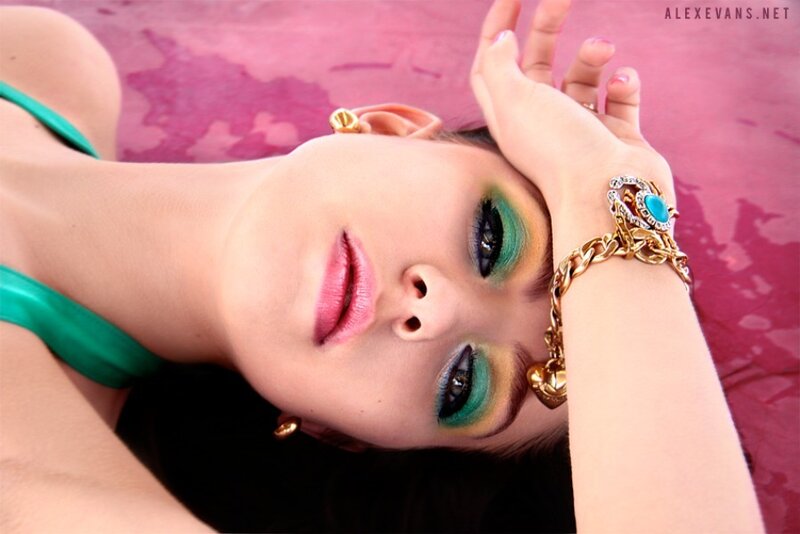 woman with colorful makeup