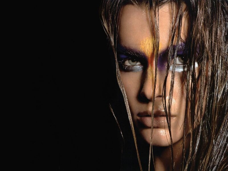 woman with colorful makeup