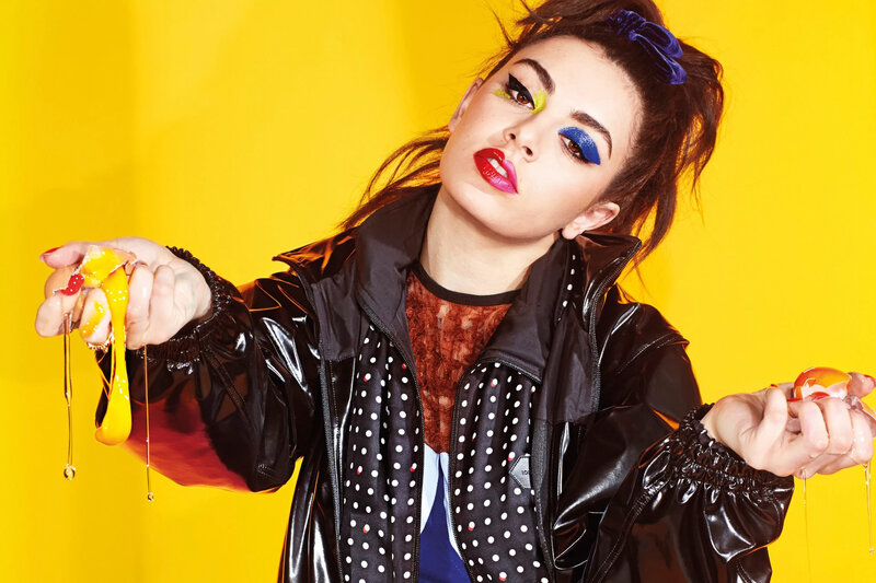 woman with colorful makeup and slime