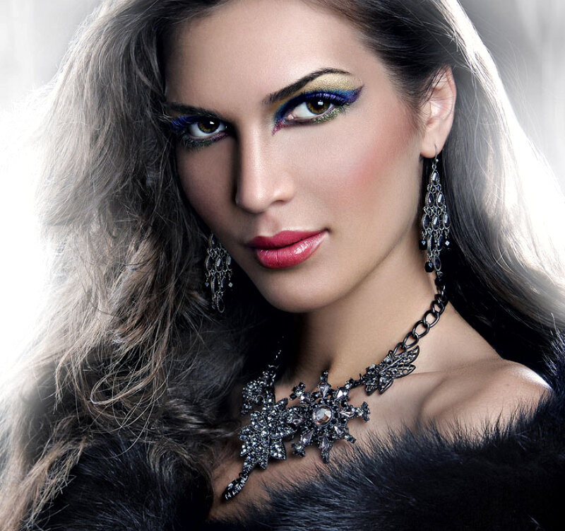 Woman with Colorful Makeup — Black, Dramatic