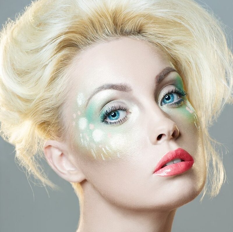 Woman with Colorful Makeup — Blonde, Dramatic