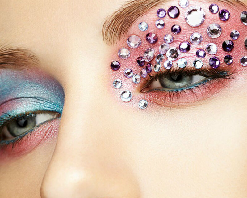 Woman with Colorful Makeup — Blue, Dramatic, Photograph, Eyes, Eyeshadow