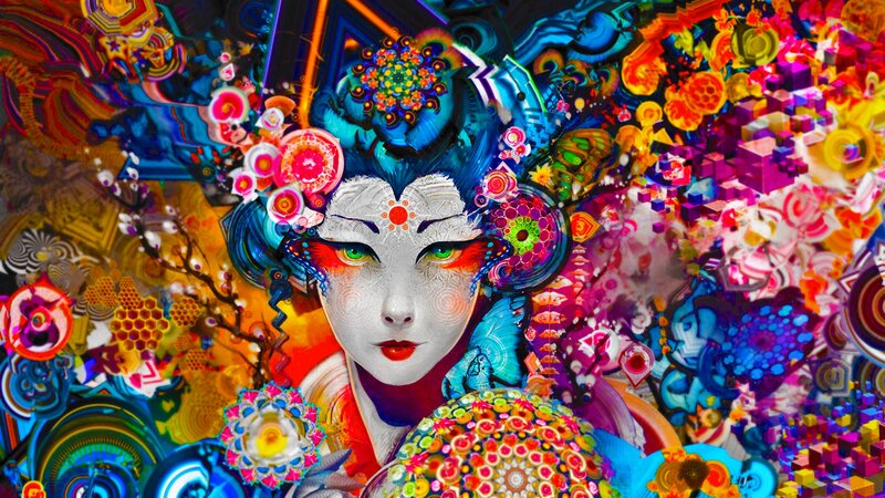 Woman with Colorful Makeup — Blue, Vibrant