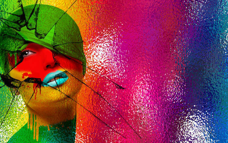 Woman with Colorful Makeup — Green, Vibrant