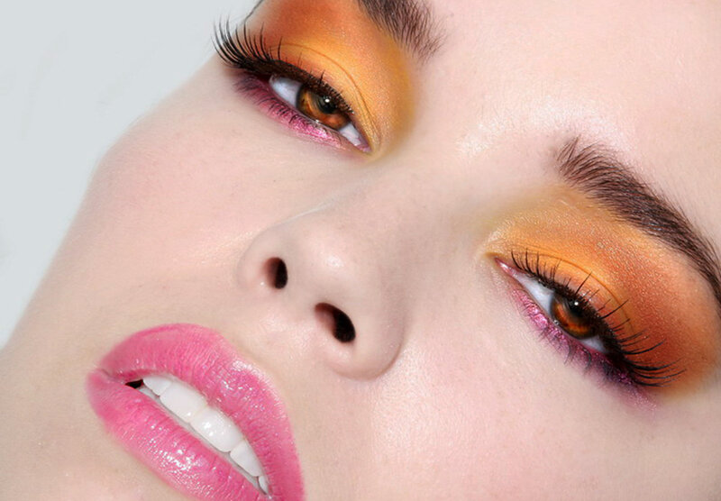 Woman with Colorful Makeup — Orange, Dramatic