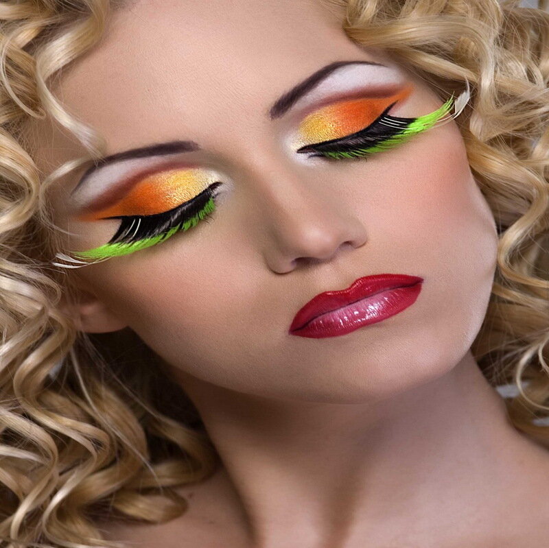 Woman with Colorful Makeup — Orange