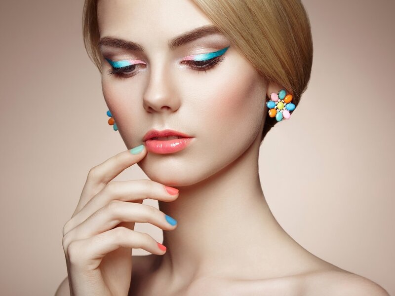 Woman with Colorful Makeup — Pink, Calm