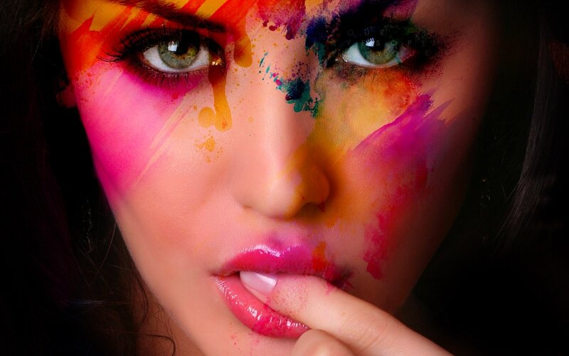 Woman with Colorful Makeup — Pink, Dramatic, Photograph, Eyes