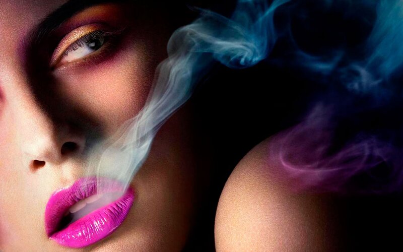 Woman with Colorful Makeup — Pink, Dramatic, Photograph, Smoke