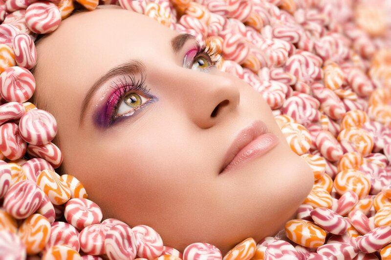 Woman with Colorful Makeup — Pink, Dreamy, Photograph
