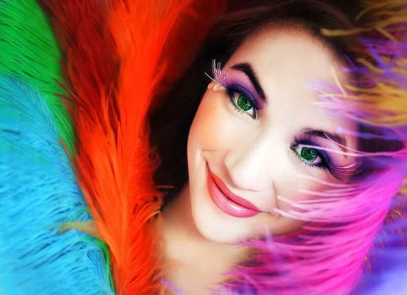Woman with Colorful Makeup — Pink, Vibrant