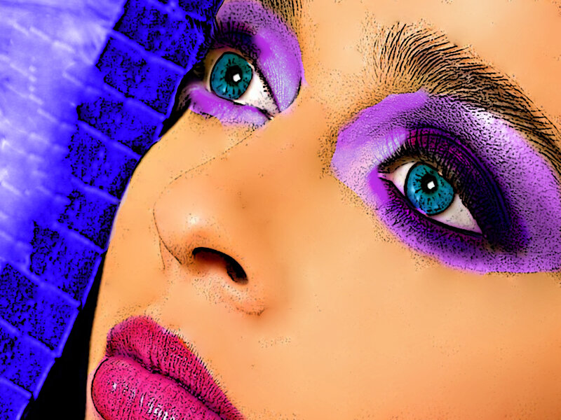 Woman with Colorful Makeup — Purple, Dramatic, Digital Art, Eyes