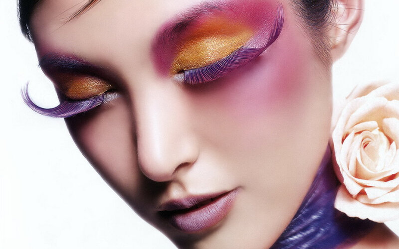 Woman with Colorful Makeup — Purple, Dramatic, Photograph, Rose