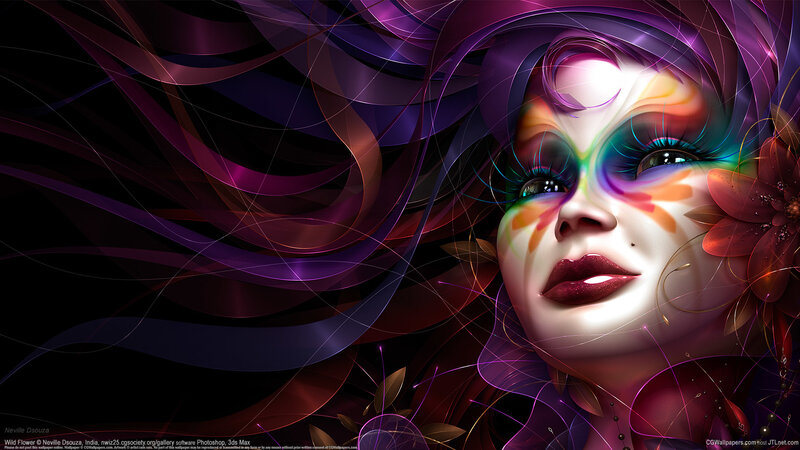 Woman with Colorful Makeup — Purple