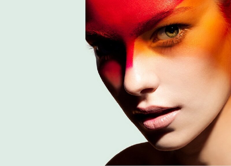 Woman with Colorful Makeup — Red