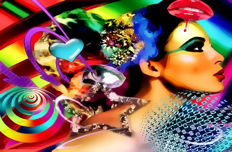 Woman with Colorful Makeup — Red, Vibrant