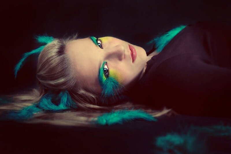 Woman with Colorful Makeup — Teal