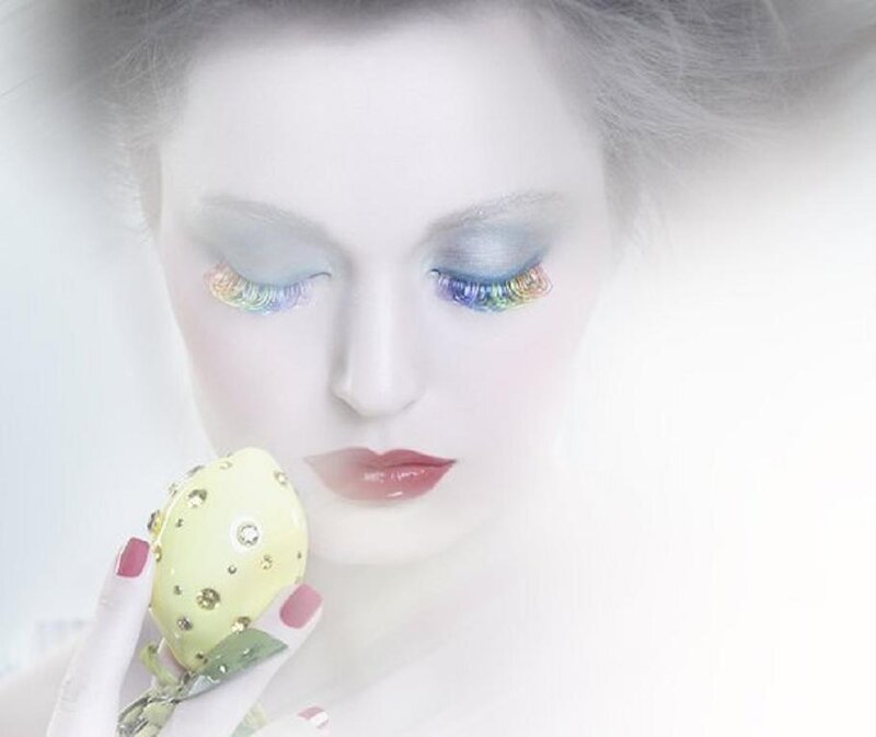 Woman with Colorful Makeup — White, Dreamy
