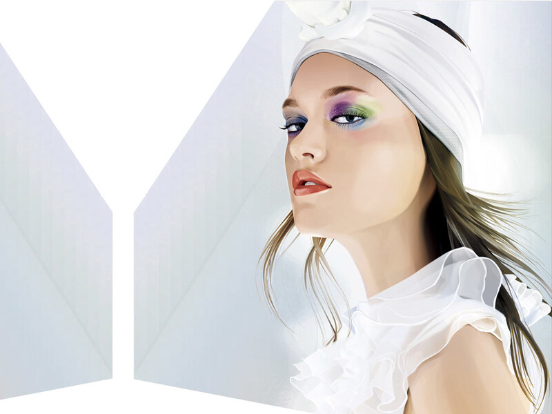 Woman with Colorful Makeup — White, Serene