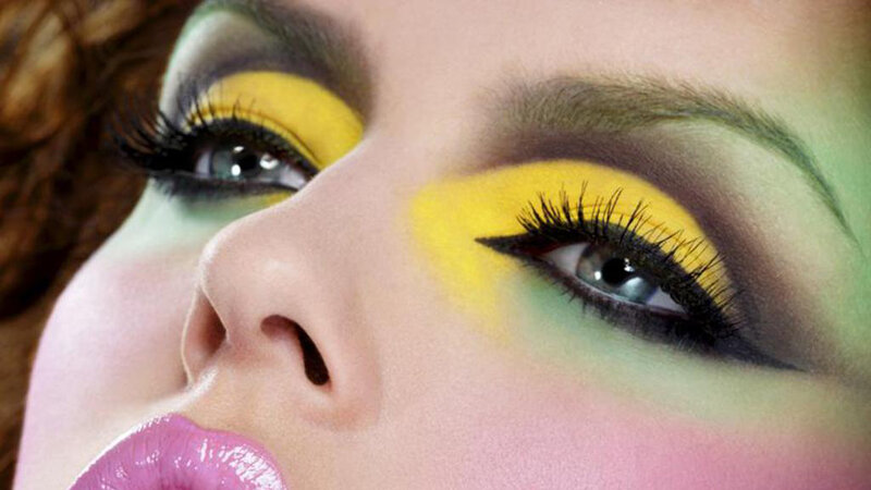 Woman with Colorful Makeup — Yellow, Dramatic, Photograph, Eyes