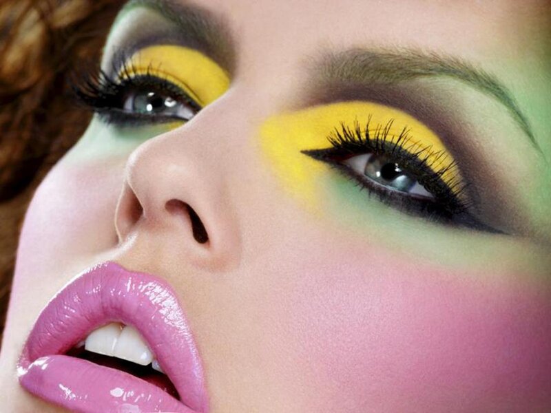 Woman with Colorful Makeup — Yellow, Dramatic, Photograph