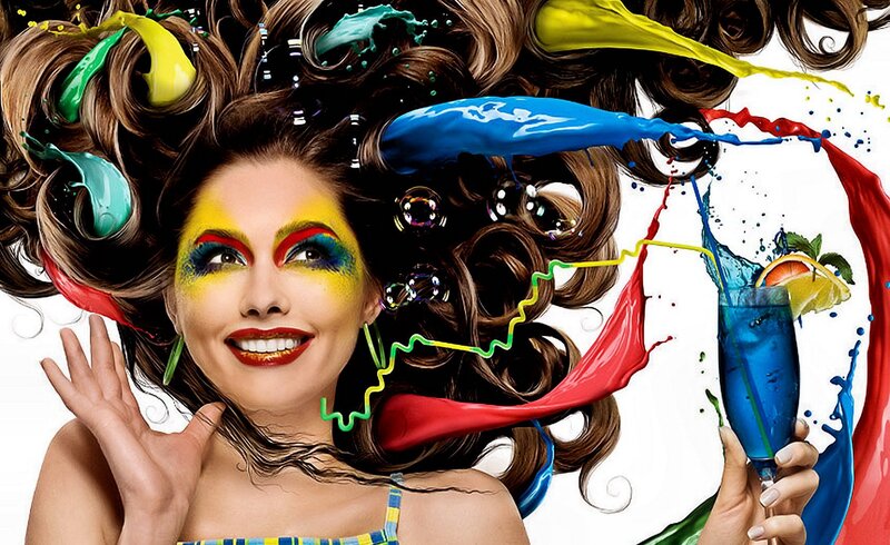 Woman with Colorful Makeup — Yellow