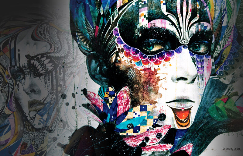 Woman with Colorful Mask