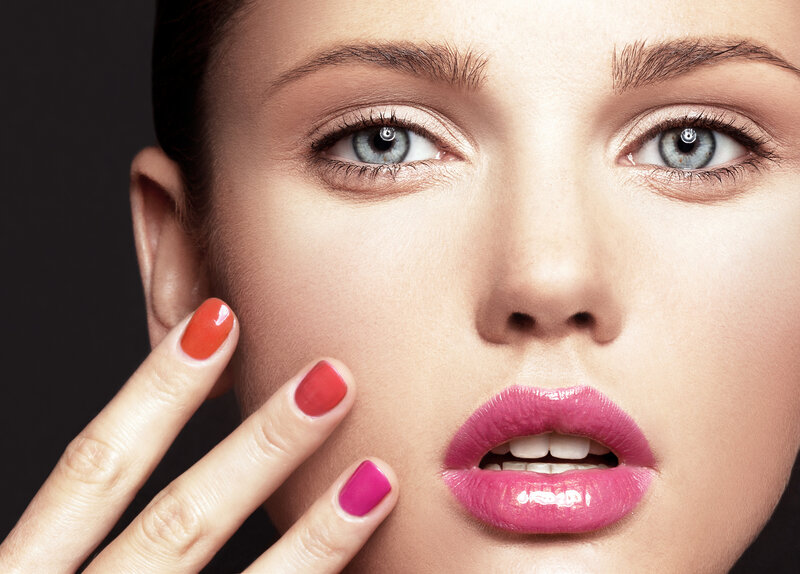Woman with Colorful Nails — Pink