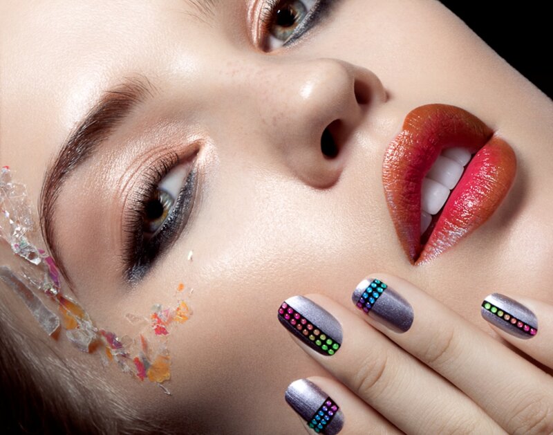 Woman with Colorful Nails — Silver