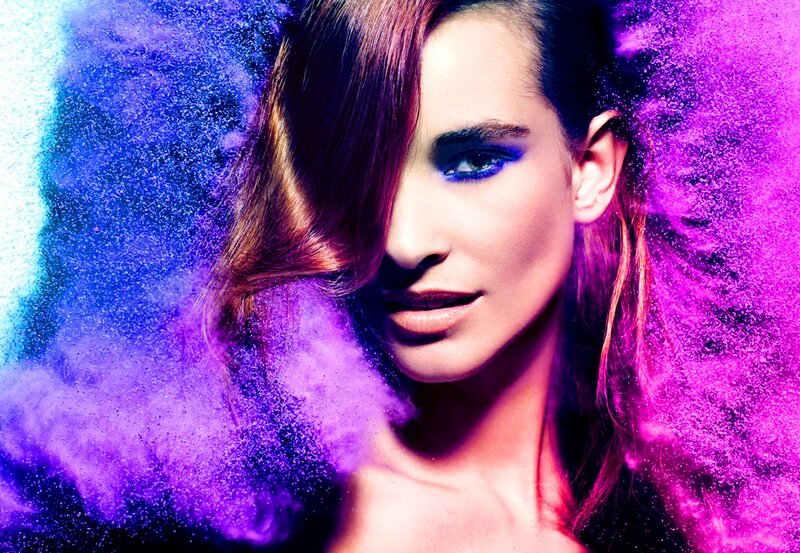 woman with colorful powder