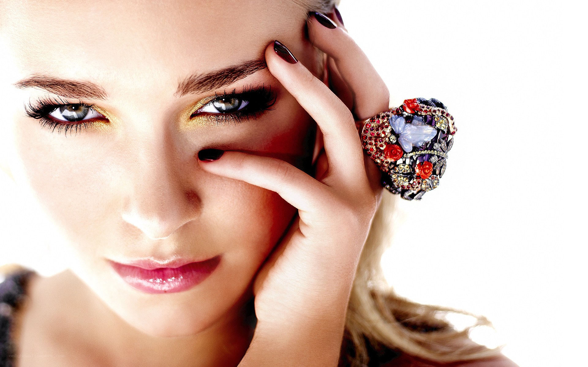 woman with colorful ring