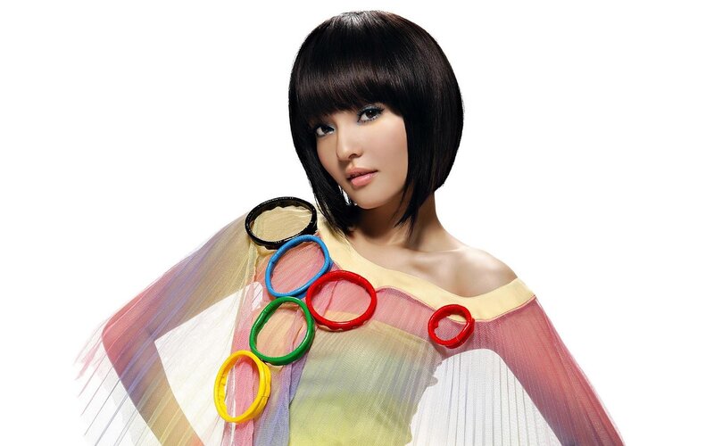 woman with colorful rings