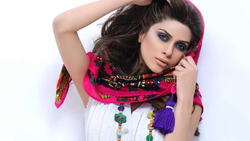 woman with colorful scarf